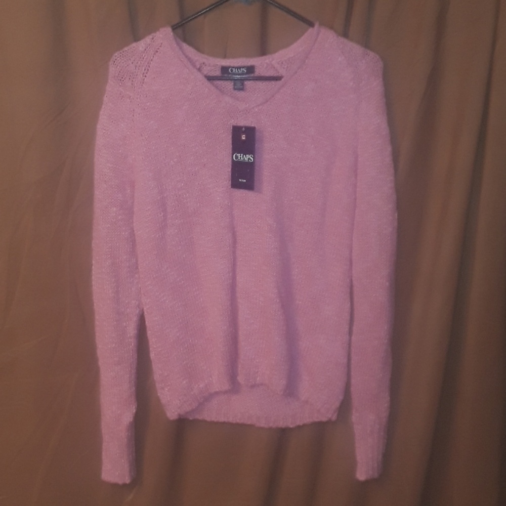 ** Chaps Long Sleeve knit Sweater in Spring Pink